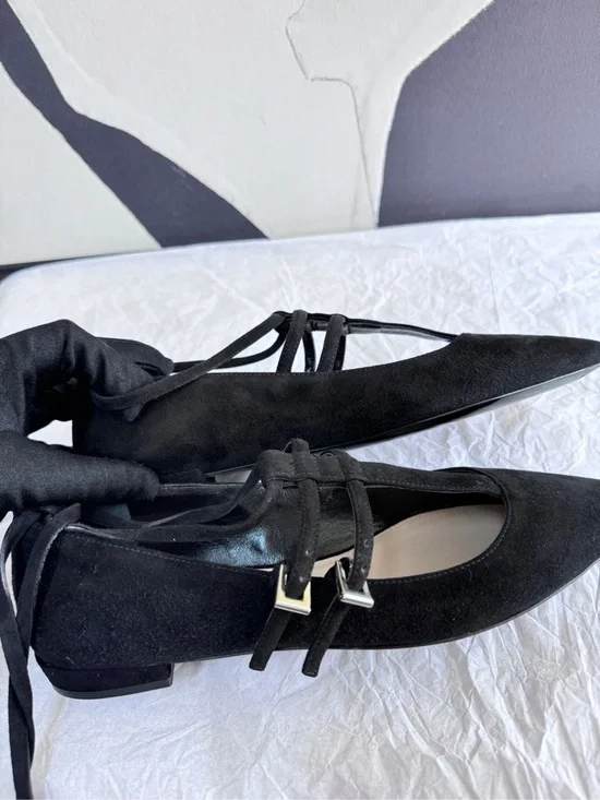 Prada | Suede Pointed Toe Lace-Up Flats Size 6 | Mint Condition | EU36 US6 - Picture 7 of 9